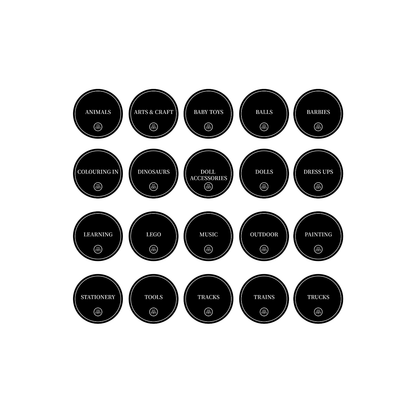 Toy Room Organisational Stickers – 36 Pack – Round-1