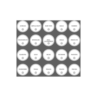 Toy Room Organisational Stickers – 36 Pack – Round-0