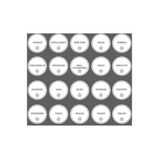 Toy Room Organisational Stickers – 36 Pack – Round-0