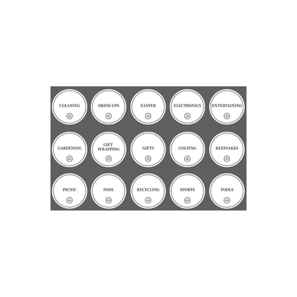 Garage Organisation Stickers – 32 Label Pack – Round-4