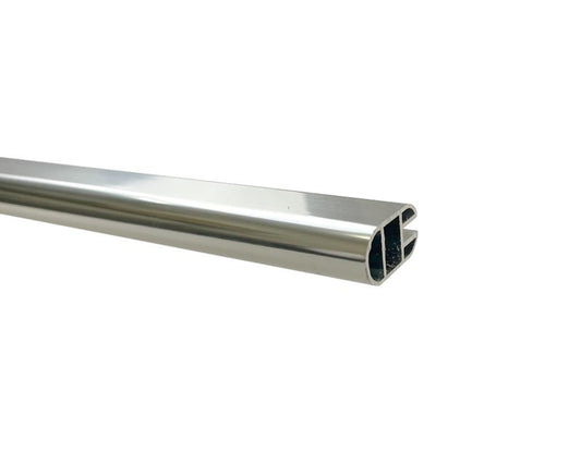Chrome aluminium oval wardrobe rail 3m, 1.2mm thick, designed for L&S Mini Octopus LED flexible strip, ideal for stylish closet and wardrobe lighting