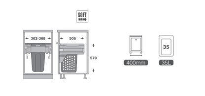 Pull Out Hamper Drawer- 400mm cabinet