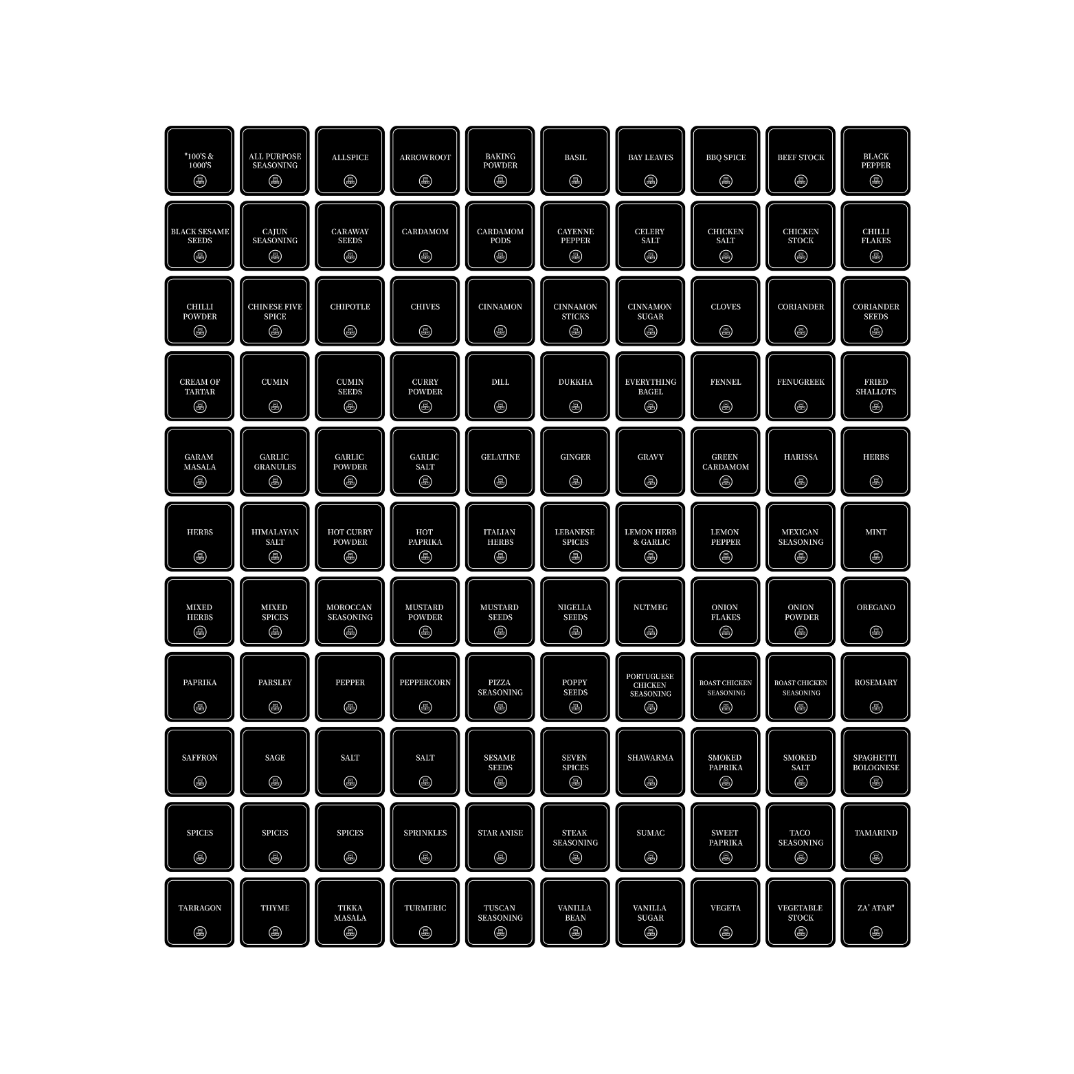 Square Herb & Spice Labels – Pack of 110-0