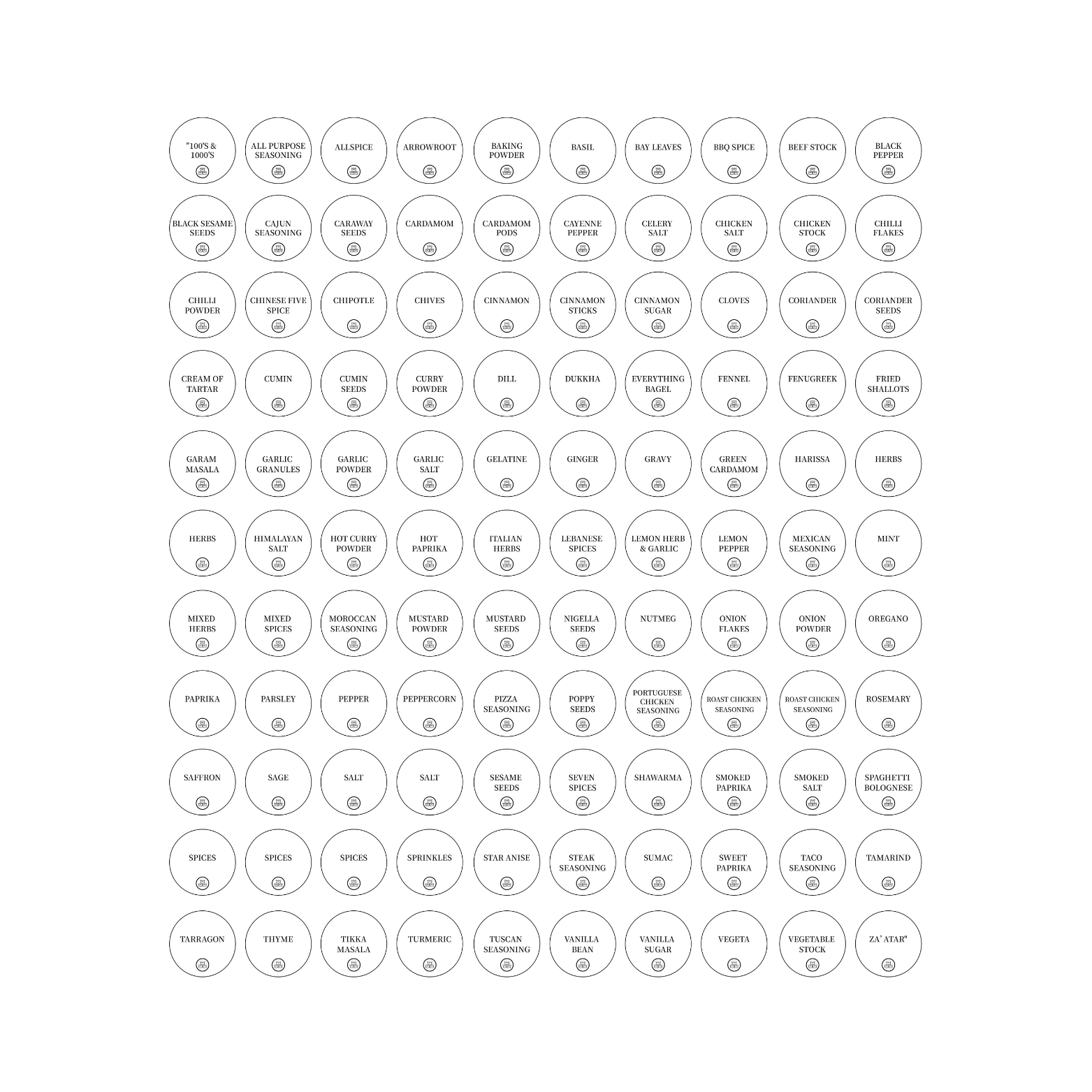 Round Herb & Spice Labels – Pack of 110-3