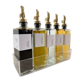 Glass Oil & Vinegar Bottles with Tray – 5 Pack