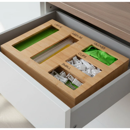 Bamboo Sandwich Bag Organiser – 5 Slot Dispenser-1