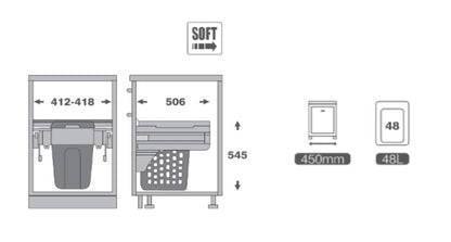 Pull Out Hamper - 450mm cabinet