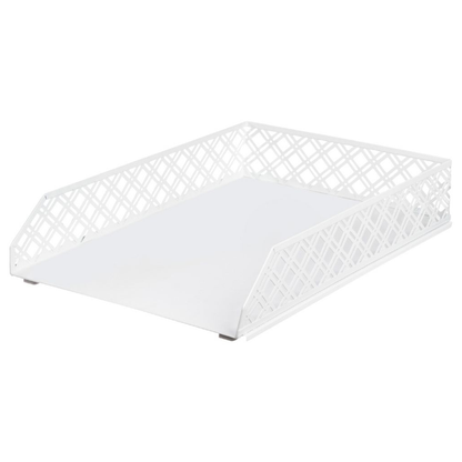 White Metal Document Tray for Desk Organisation-2
