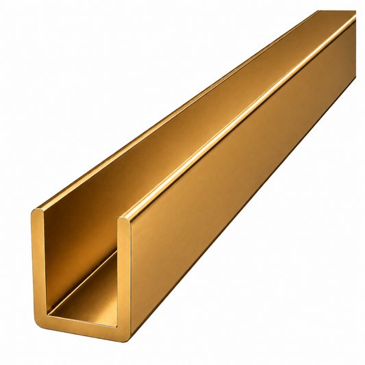 Bright bronze aluminium wardrobe U channel 5.5m profile for sliding door framing and panel installation