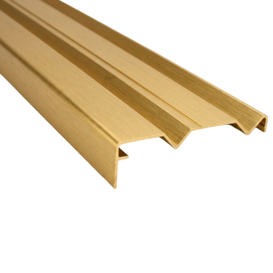 Brushed gold aluminium wardrobe bottom double track 5.7m system for sliding wardrobe doors and smooth door guidance