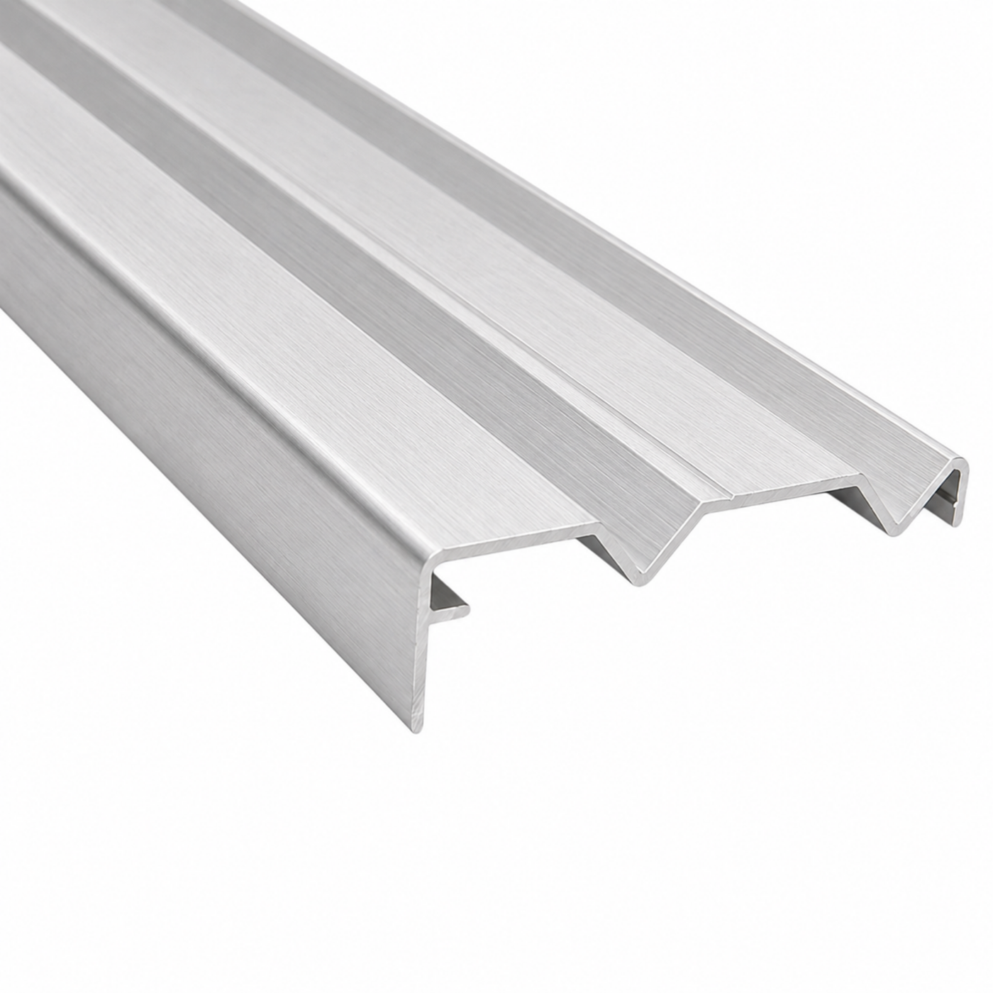 Brushed Silver Wardrobe Bottom Track 5.7m - Double track system