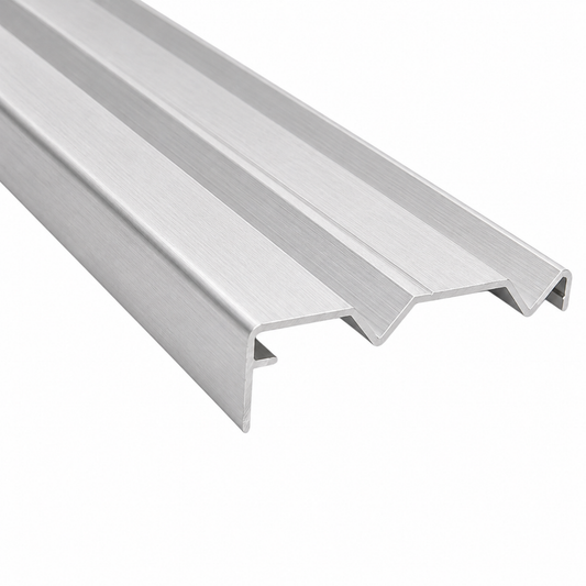 Brushed silver aluminium wardrobe bottom double track 5.7m system for sliding wardrobe doors and smooth door guidance