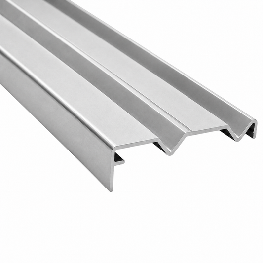 Matt silver 5.7m double wardrobe sliding door bottom track system for smooth and durable sliding door installation