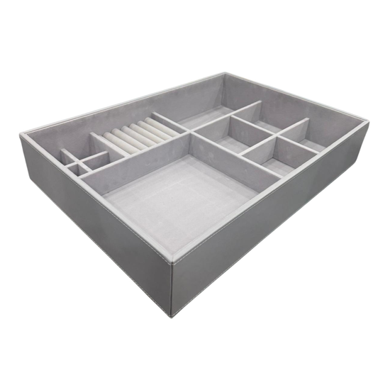 Jewellery and Accessory Tray - Grey Felt - 516mm x 366mm x 95mm