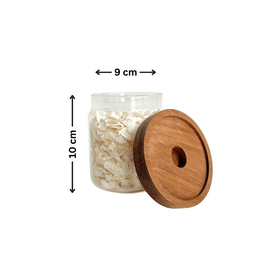 Round Glass Acacia Storage Jar Set – 5 Pack