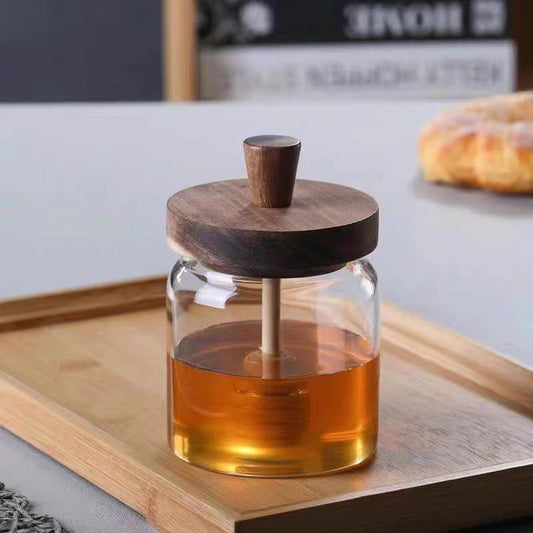 Glass Honey Jar with Wooden Lid & Dipper-0