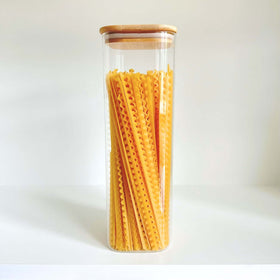 Square Bamboo Pantry Jars – 12-Pack Glass Storage Set