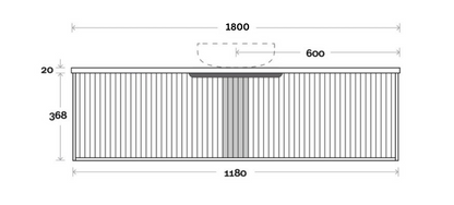 Vanity 1800mm - Wall Hung - Cove Fluted Feature in Oak finish