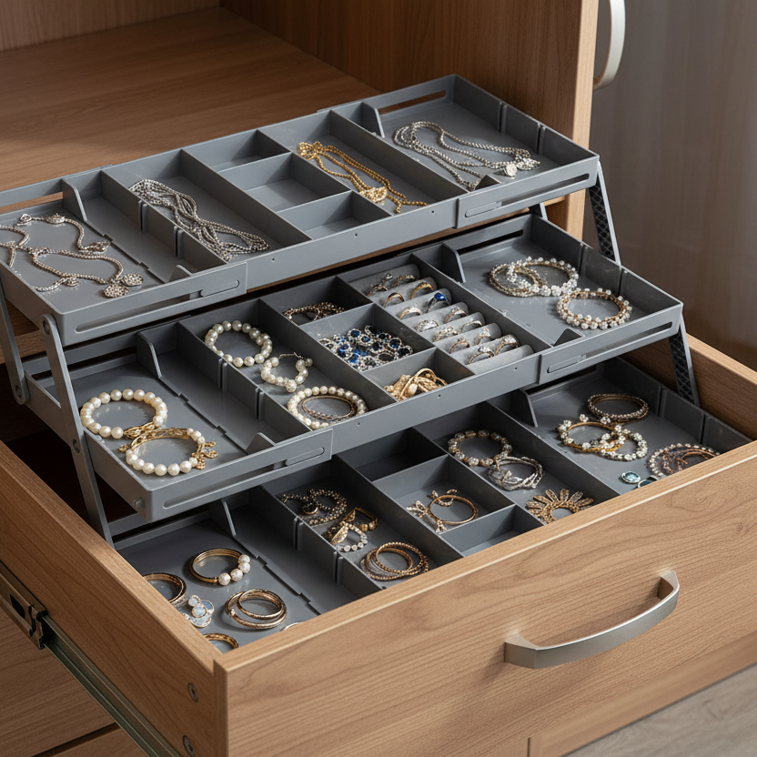 Expandable 3-Tier Drawer Organiser – Adjustable-0