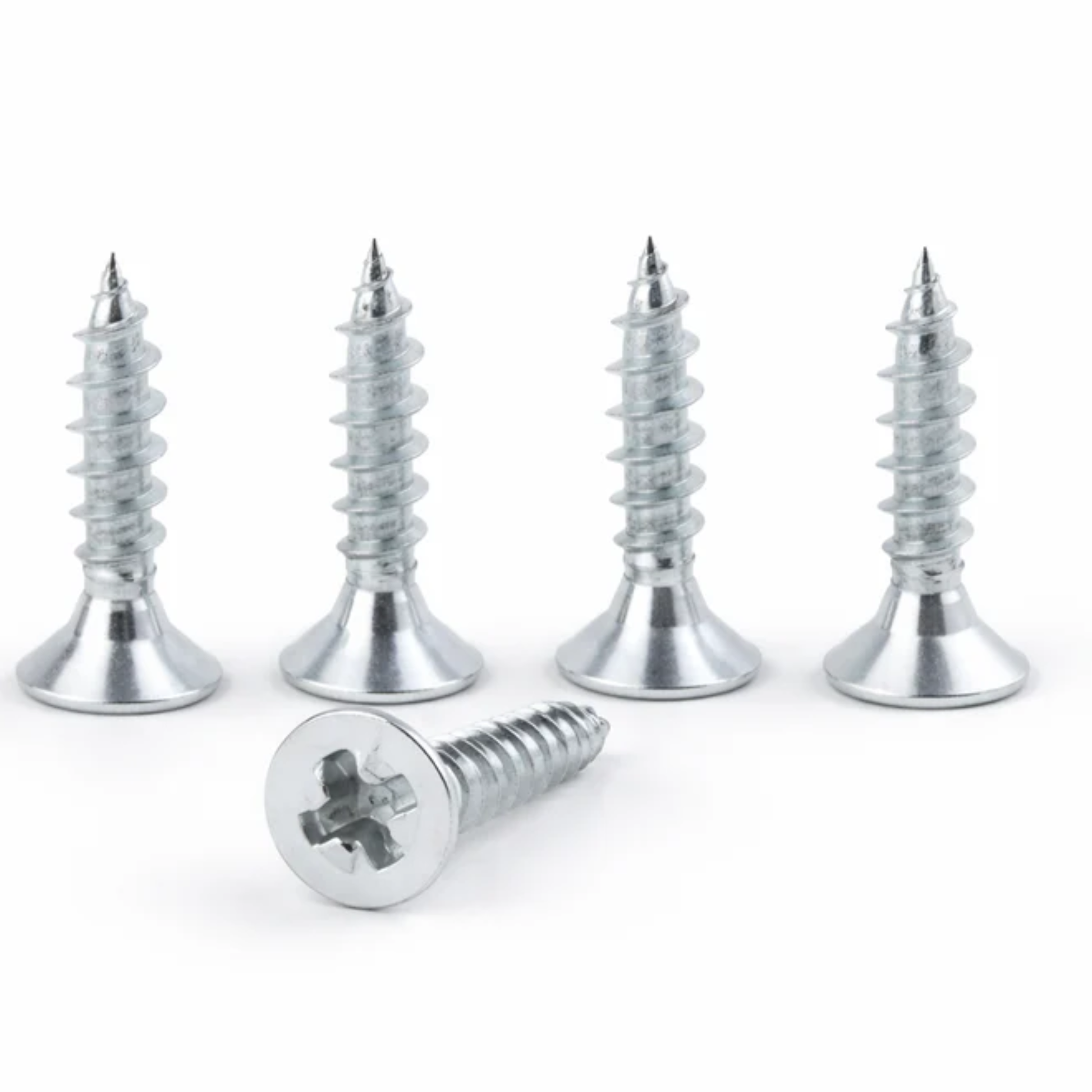 Chrome 6G x 16mm self-tapping screws for secure wood and metal fastening – corrosion-resistant, durable, ideal for DIY, furniture, and construction projects