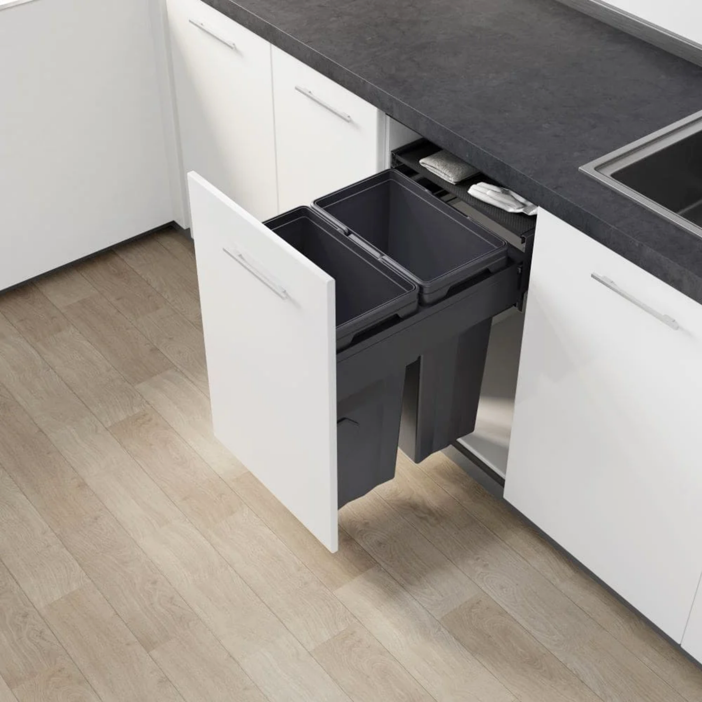 Pull-Out Kitchen Bin – 500mm Cabinet (74L)
