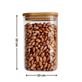 Square Bamboo Glass Pantry Jar Set – 5 Stackable Sizes
