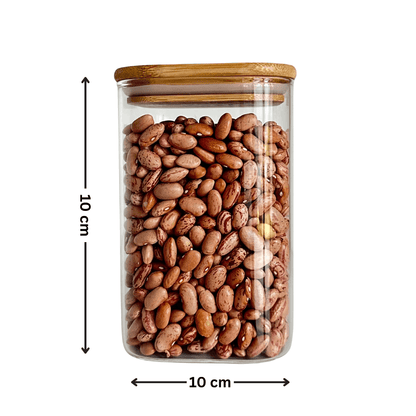 Square Bamboo Glass Pantry Jar Set – 5 Stackable Sizes-3