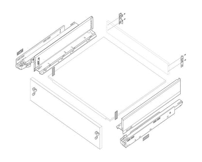 Blum LEGRABOX pure M Height Stainless Steel Size 450mm 770M450IA