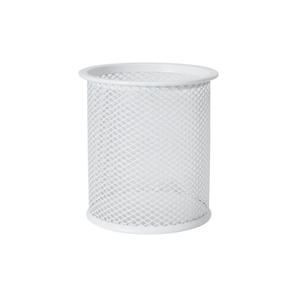 White Mesh Pen Cup for Desk Organisation-0