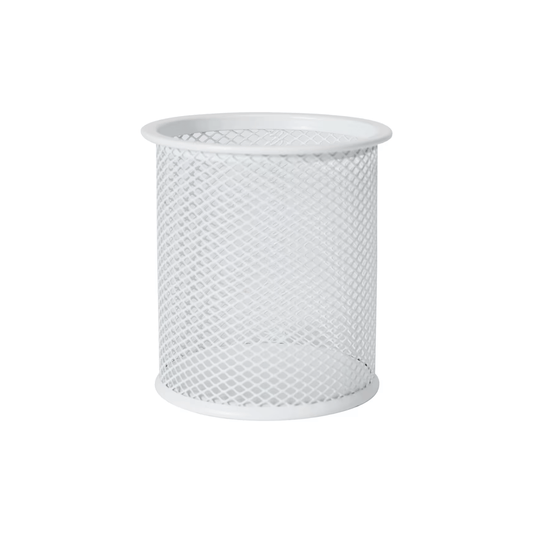 White Mesh Pen Cup for Desk Organisation-0