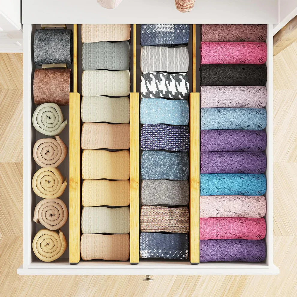 Bamboo Expandable Drawer Dividers – 4 Pack (Long)-0