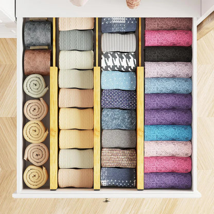 Bamboo Expandable Drawer Dividers – 4 Pack (Long)-0