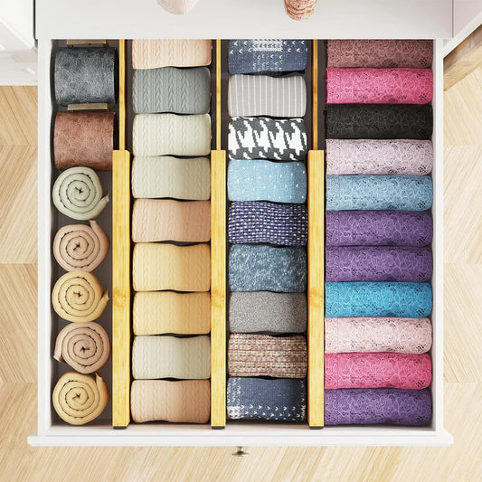 Bamboo Expandable Drawer Dividers – 4 Pack (Long)-0