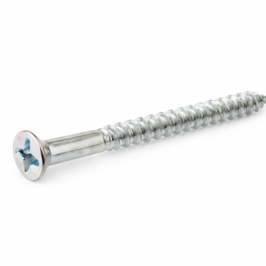 Chrome 8G x 42mm chipboard screws for secure wood fastening – durable, corrosion-resistant, ideal for furniture assembly and DIY projects