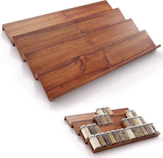Acacia Drawer Spice Rack 4 Tier - 8 Pack-0