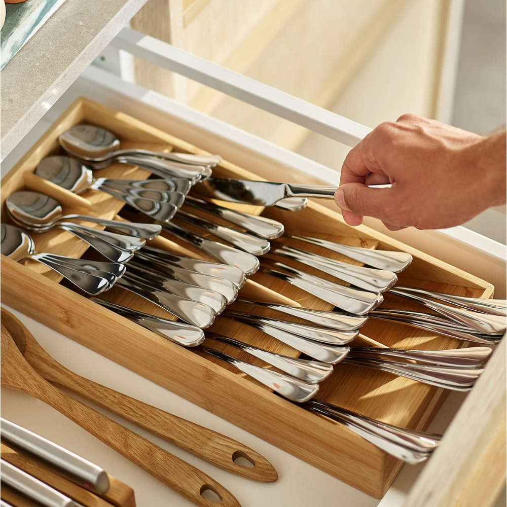 Bamboo Compact Cutlery Organiser-0