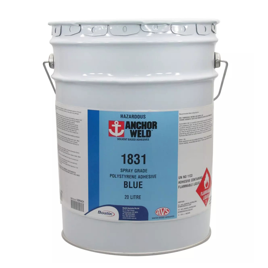Blue Anchorweld 1831 spray contact adhesive 20 L drum for bonding expanded polystyrene foam and lightweight insulation materials