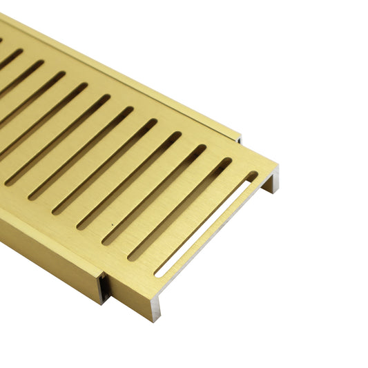 Aluminium grate drainer in brushed gold finish for kitchen sink, designed for efficient water drainage and waste protection in modern kitchen sink installations.