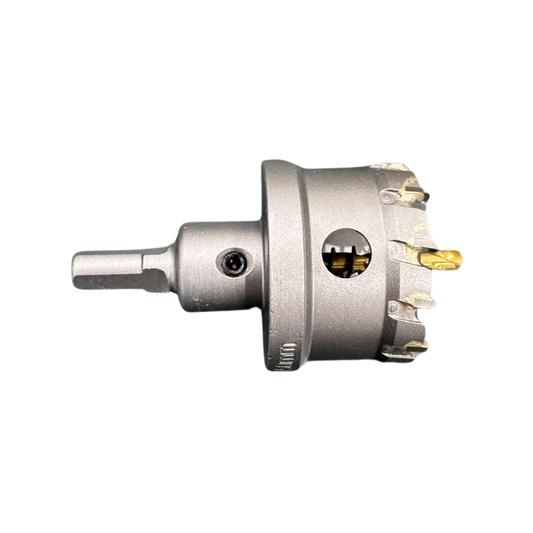 aluminium hole saw cutting tool for clean and precise circular cuts in aluminium, timber, and sheet materials, ideal for joinery, cabinetry, and construction work.