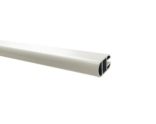 3m Matt White Aluminium Oval Wardrobe Rail, 1.2mm Thick, Fits L&S Mini Octopus LED Strip for Stylish Cabinet & Closet Lighting