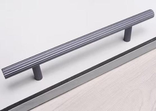 Brushed nickel aluminium vertical wardrobe handle for cabinet doors, modern minimalist pull handle for wardrobes, cupboards, and interior cabinetry