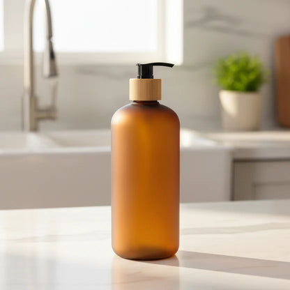 Amber Frost Pump Bottle – 500 ml Refillable Dispenser-0