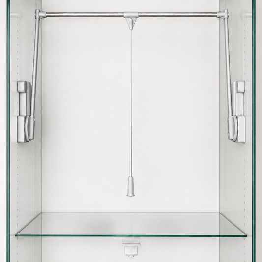 Ambos Super Lift pull down wardrobe lift rail with 20kg capacity, designed for easy access to hanging clothes and efficient wardrobe organization.