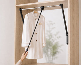 Ambos Double Pull Down Wardrobe Lift Rail in Black. 15kg by W&B