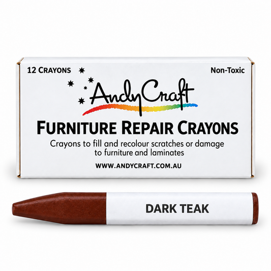 AndyCraft Dark Teak furniture repair crayon for covering scratches, blemishes and nail holes in timber and laminate