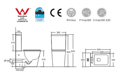 Imperial Two-piece Rimless Toilet | Matte White | Square