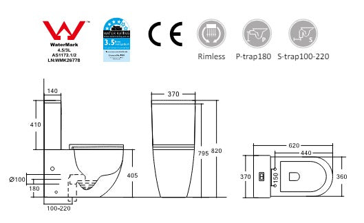 Imperial Two-piece Washdown Toilet | Matte White | Round