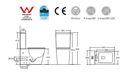 Imperial Two-piece Rimless Toilet | Matte Black | Square