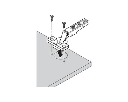 Blum CLIP top Profile Hinge 95 Degree. Full Overlay, Unsprung. Boss: Screw-On 70T9550.Tl *To be used with TIP-ON*