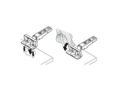 Blum CLIP Standard Hinge 100 Degree. Full Overlay. Boss: Knock-In 71M2580